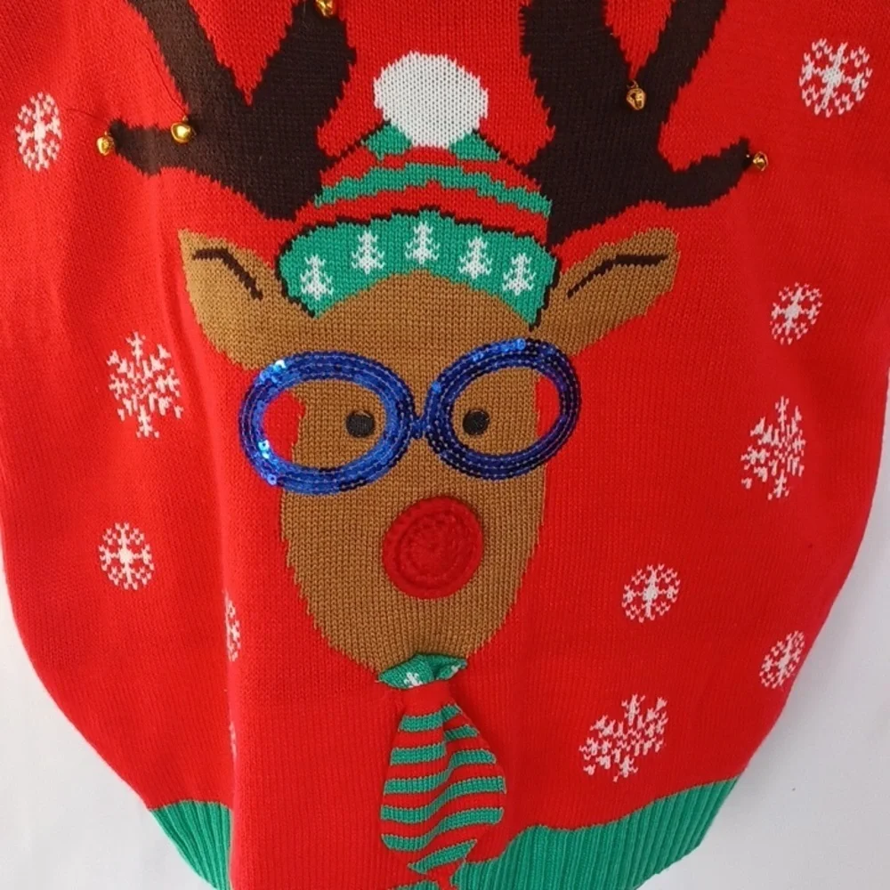 Christmas Sweater Vest XL Red Green Holiday Design Rudolph, 23